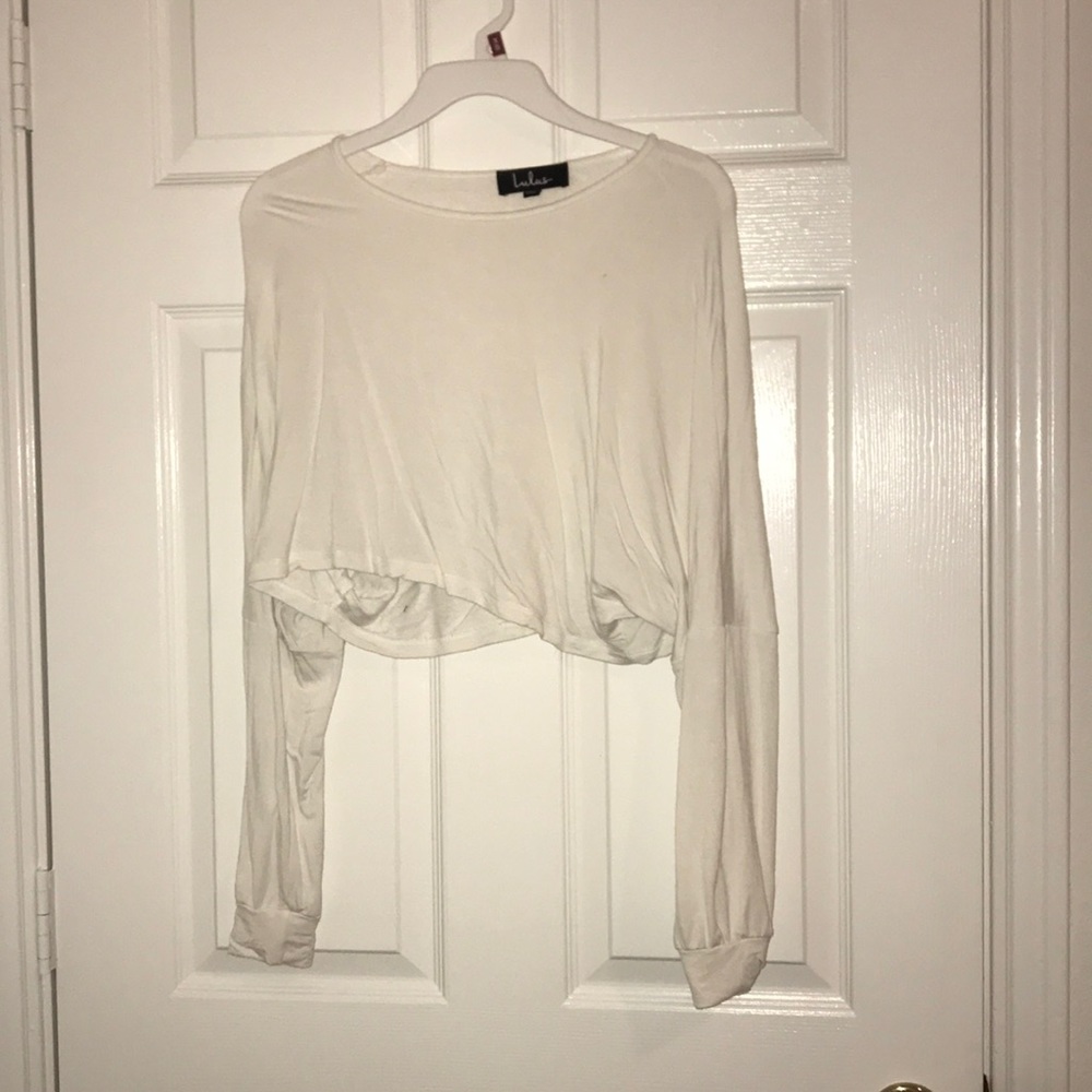 cropped white long sleeve LuLu’s top